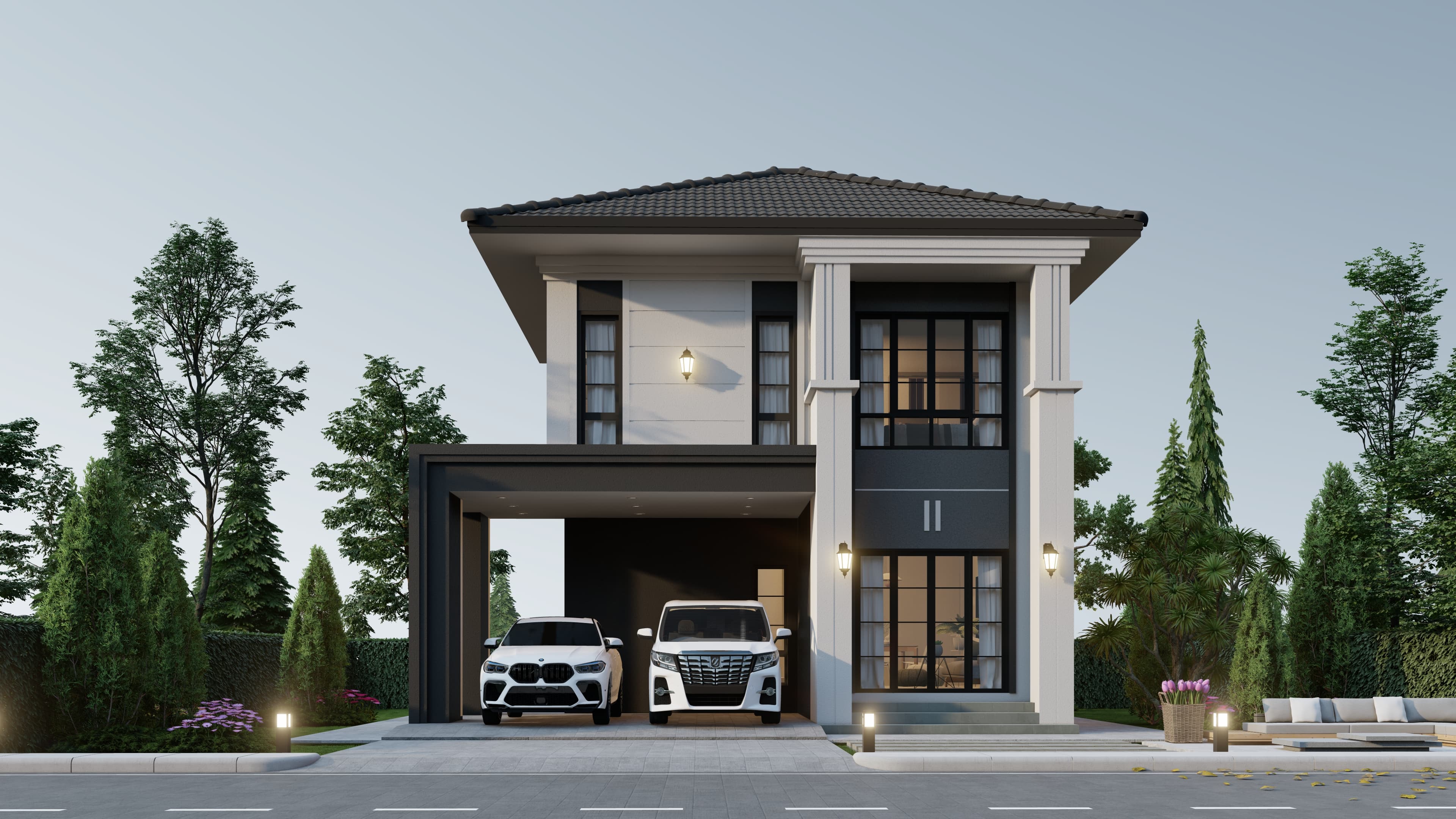 แบบบ้าน the lux 131 สไตล์ Contemporary 2 ชั้น 3 ห้องนอน 131 ตร.ม. โดย The Lux House รับสร้างบ้าน มหาสารคาม