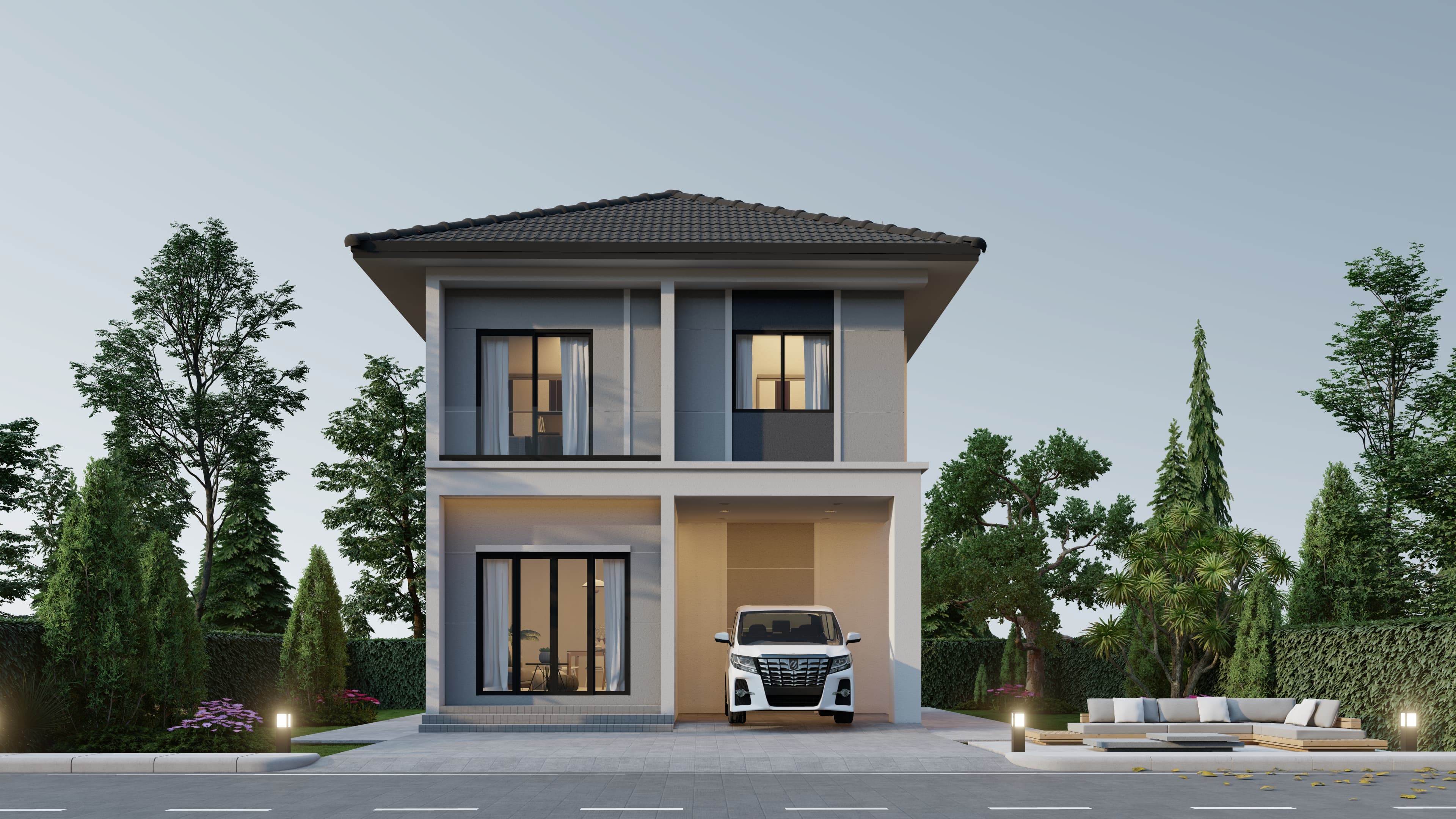 แบบบ้าน the lux 120 สไตล์ Contemporary 2 ชั้น 3 ห้องนอน 120 ตร.ม. โดย The Lux House รับสร้างบ้าน มหาสารคาม