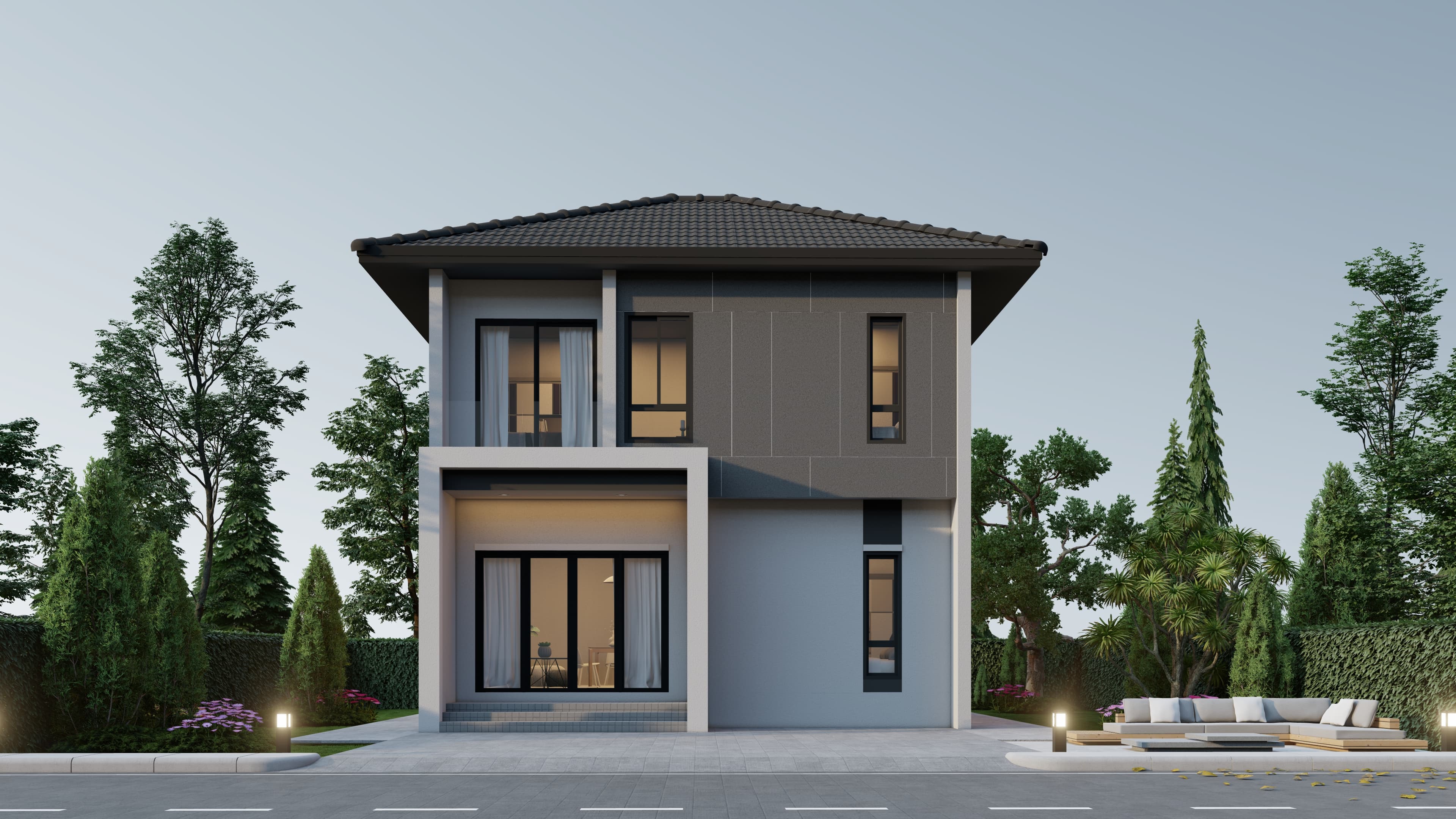 แบบบ้าน the lux 125 สไตล์ Contemporary 2 ชั้น 4 ห้องนอน 125 ตร.ม. โดย The Lux House รับสร้างบ้าน มหาสารคาม