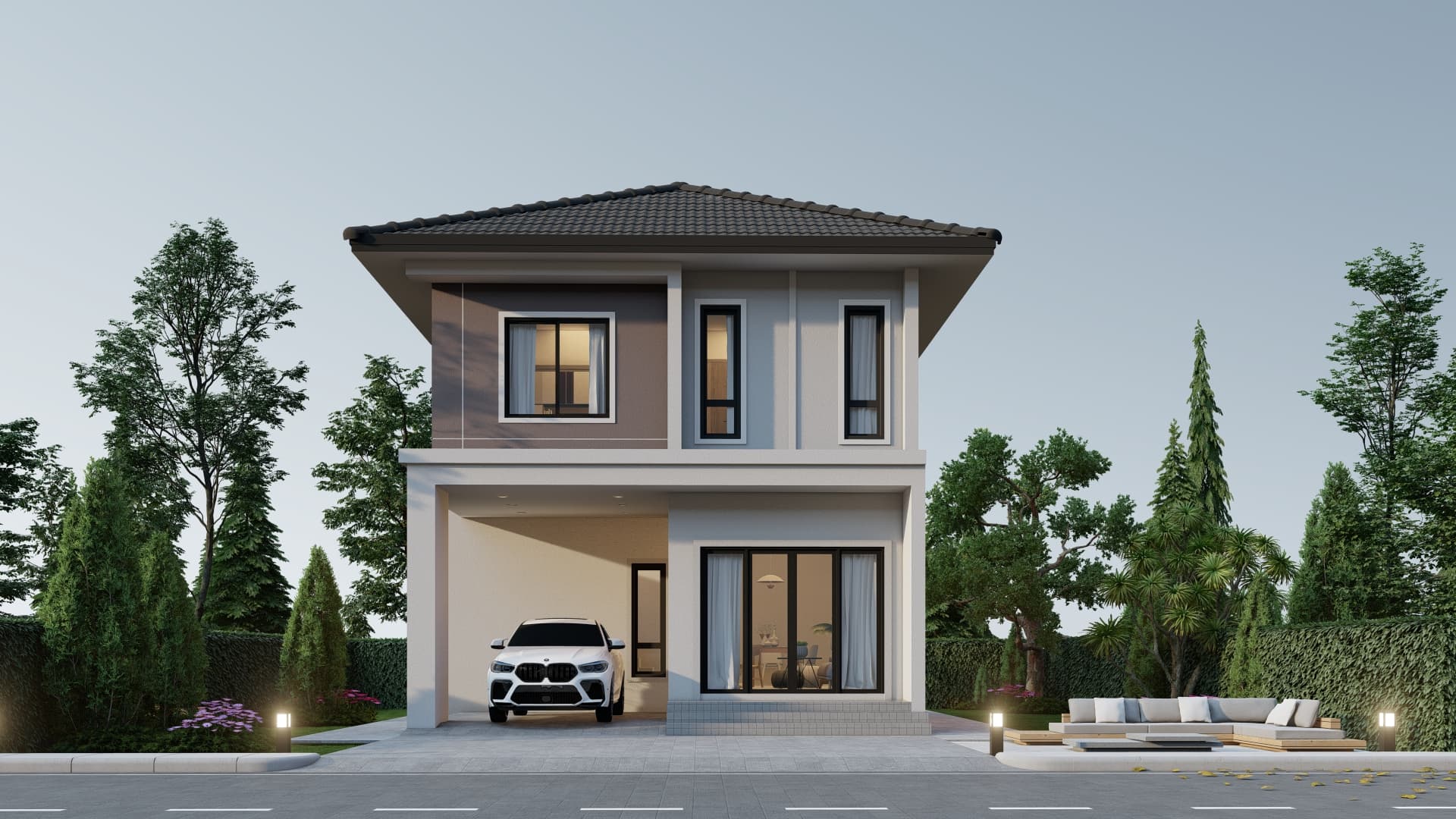 แบบบ้าน the lux 130 สไตล์ Contemporary 2 ชั้น 3 ห้องนอน 120 ตร.ม. โดย The Lux House รับสร้างบ้าน มหาสารคาม