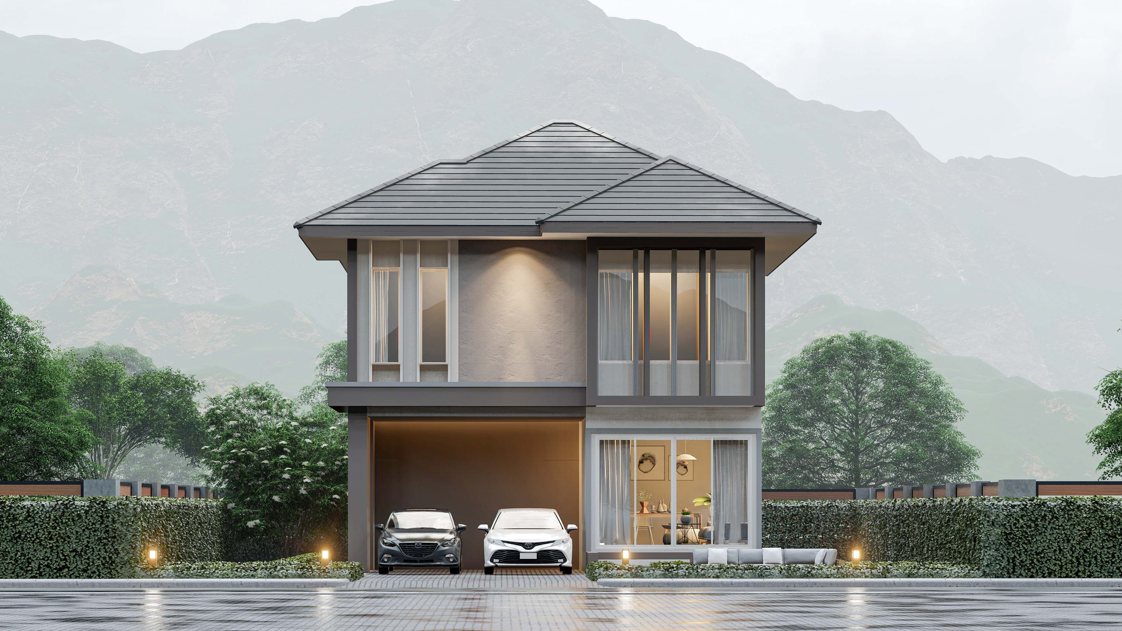 แบบบ้าน the lux 156 สไตล์ Contemporary 2 ชั้น 3 ห้องนอน 156 ตร.ม. โดย The Lux House รับสร้างบ้าน มหาสารคาม