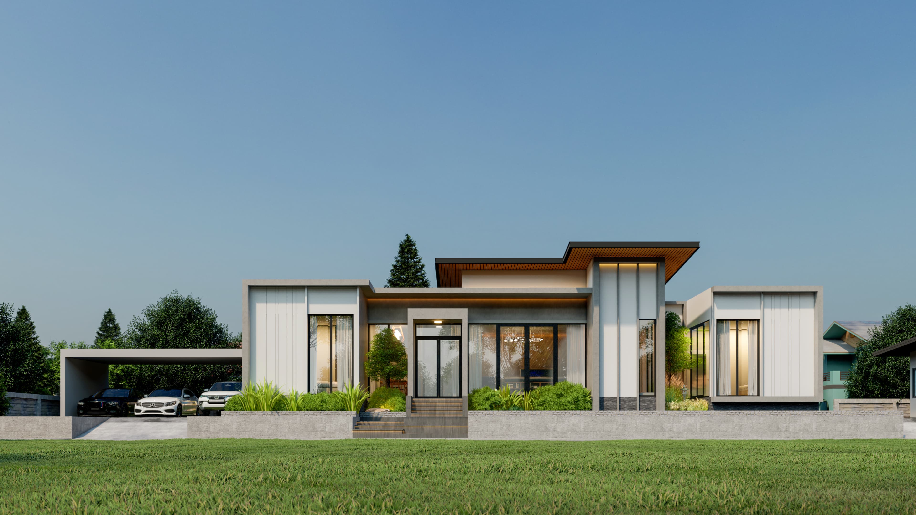 แบบบ้าน the lux 177 สไตล์ Modern 1 ชั้น 5 ห้องนอน 177 ตร.ม. โดย The Lux House รับสร้างบ้าน มหาสารคาม